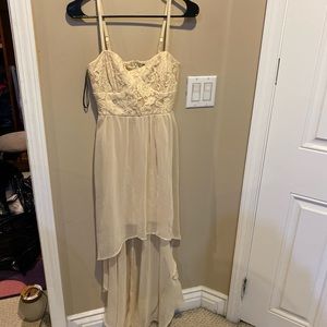 Cream lace high low dress